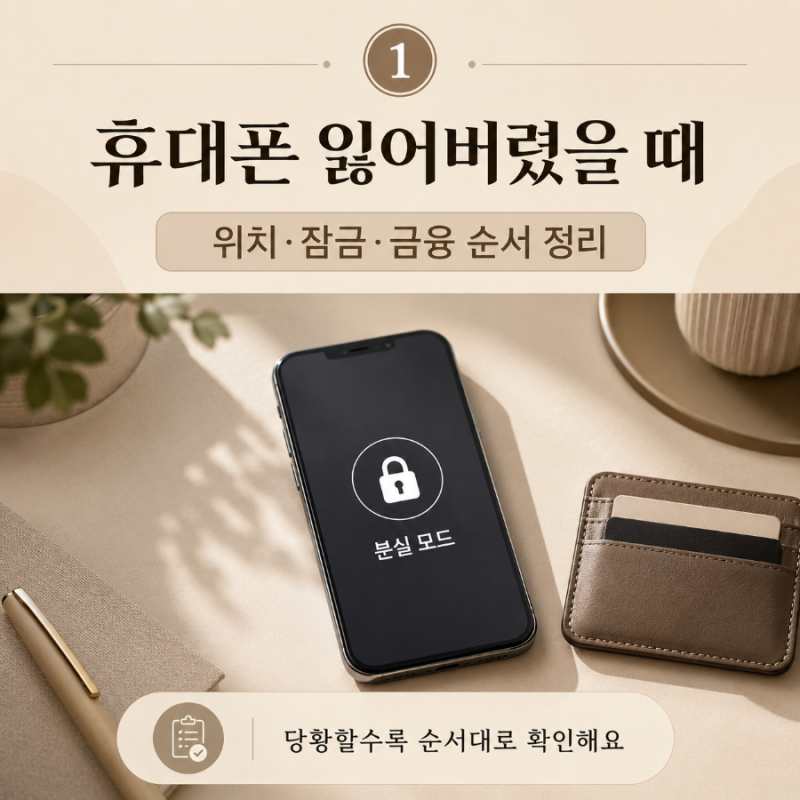 휴대폰 잃어버렸을 때 가장 먼저 할 일｜위치 찾기·잠금·결제수단 순서