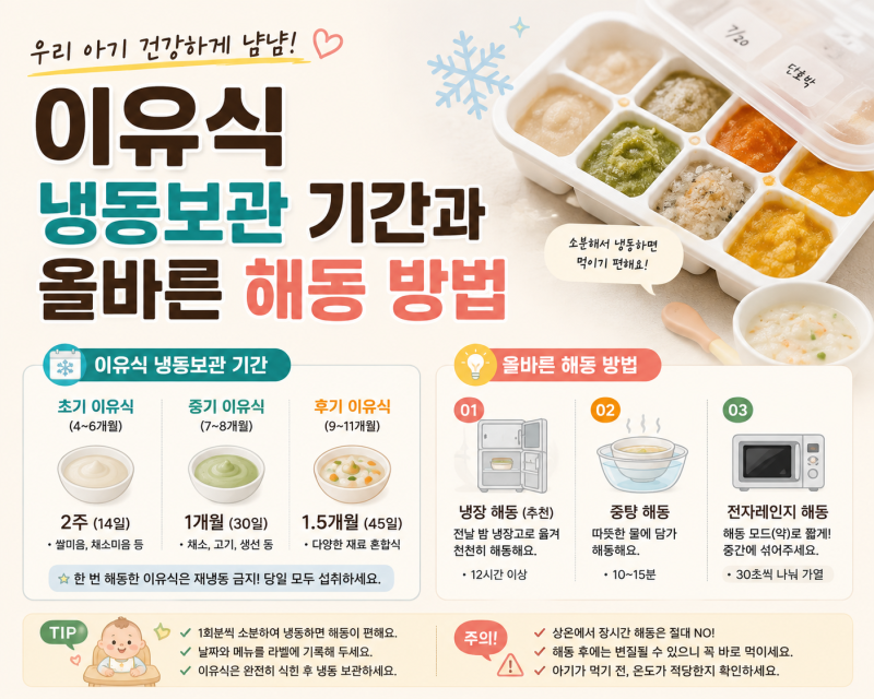 이유식 냉동보관 기간과 올바른 해동 방법