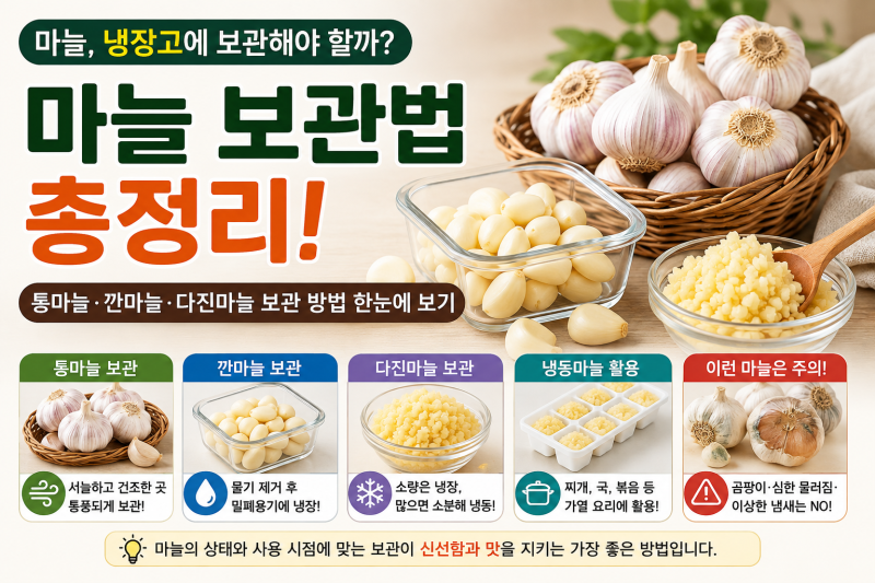 마늘 냉장보관 해야 할까? 통마늘·깐마늘·다진마늘 보관법 총정리