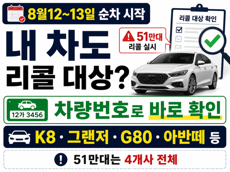 현대·기아 등 51만대 리콜, 내 K8·그랜저·G80·아반떼도 대상일까?