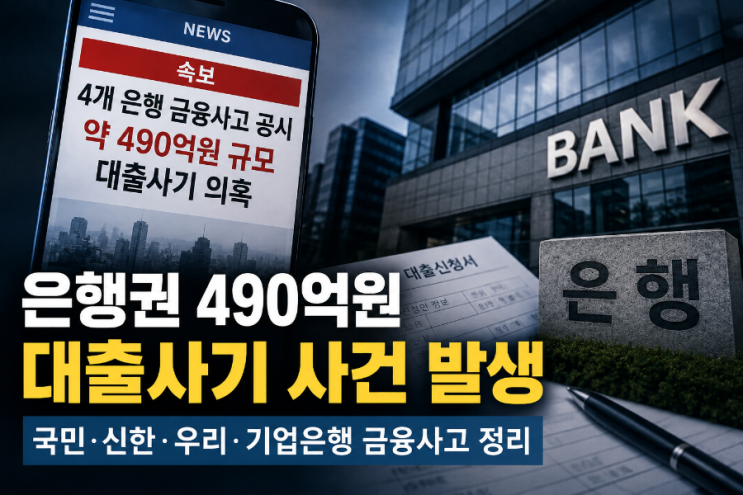 <b>은행</b>권 490억 대출사기 무슨 일? 국민·신한·우리·<b>기업은행 금융</b>사....