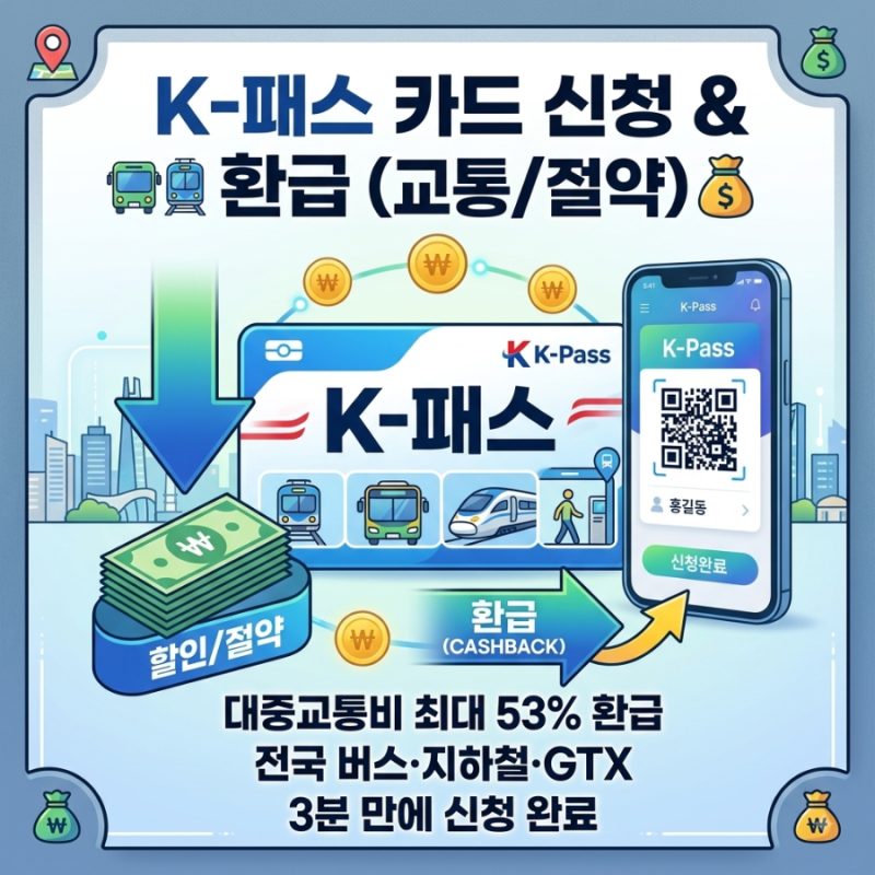 2026 K-패스 카드 신청 방법 및 대중교통비 최대 환급 혜택 총정리