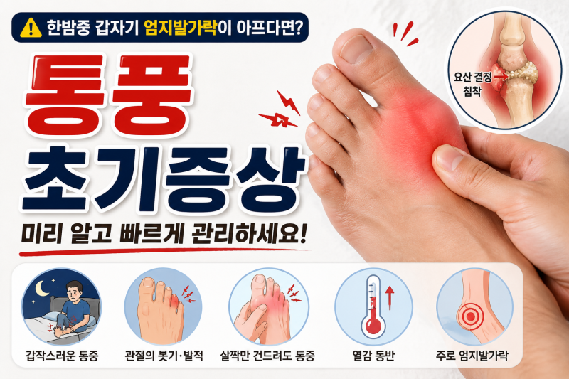 통풍 초기증상, 엄지발가락이 갑자기 아프다면? 원인부터 치료·관리까지