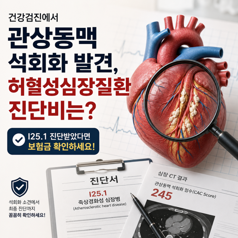 건강검진에서 관상동맥 석회화 발견, I25.1 진단받았다면 허혈성심장질환 진단비 확인하세요
