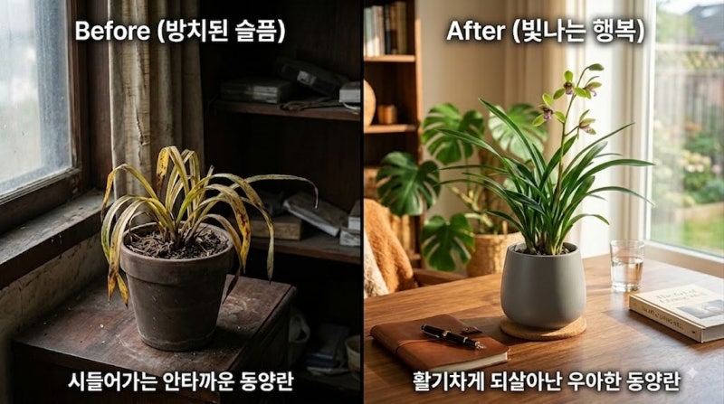 동양란 물주기 저면관수하세요!