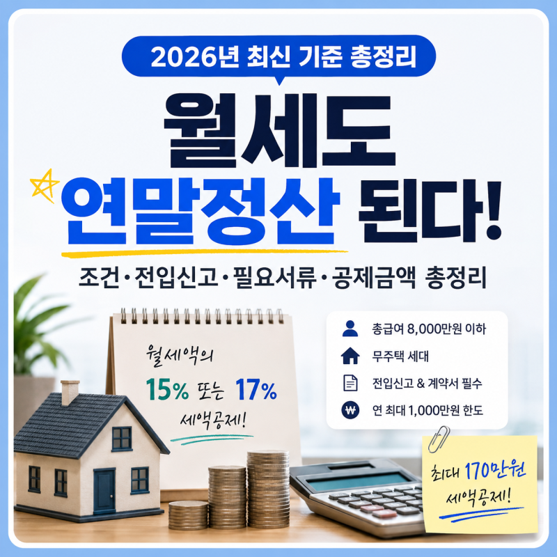월세도 연말정산 된다고? 2026 월세 세액공제 받는법·조건·전입신고·필요서류 총정리