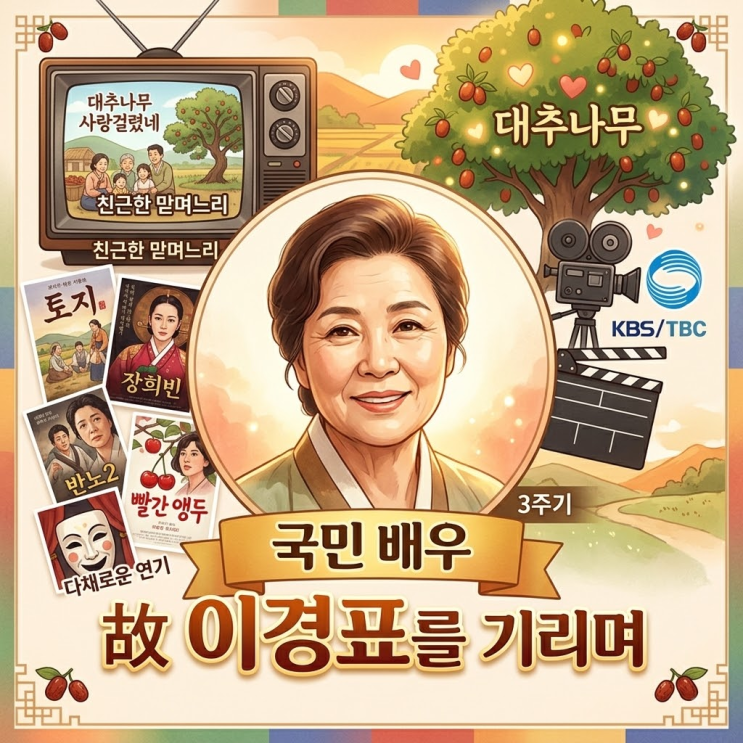 배우 <b>이경표</b> 별세 <b>3주기</b>, '대추나무 사랑걸렸네' 맏며느리의 안타까....