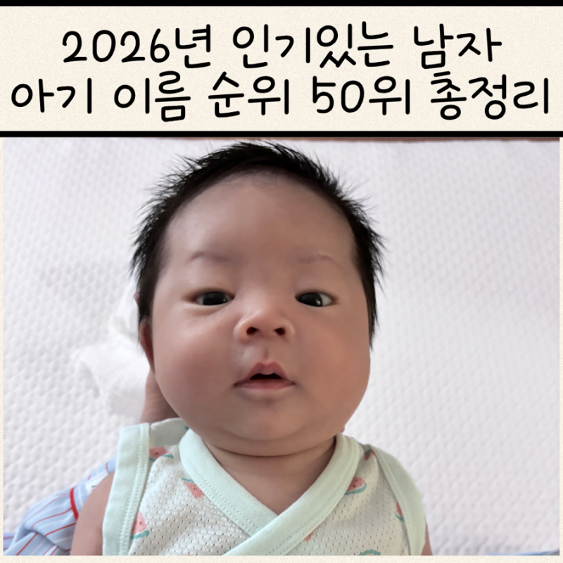 2026년 상반기 남자 아기 이름 순위 50위 인기 이름 총정리