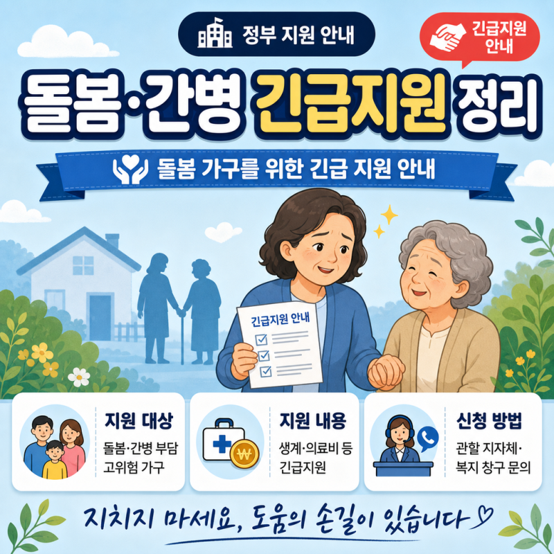 돌봄·간병 부담으로 생계가 흔들릴 때, 받을 수 있는 긴급지원 총정리