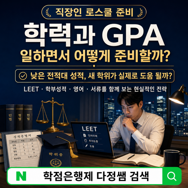 직장인 로스쿨 준비 학력과 GPA 성적 일하면서 만드는 방법