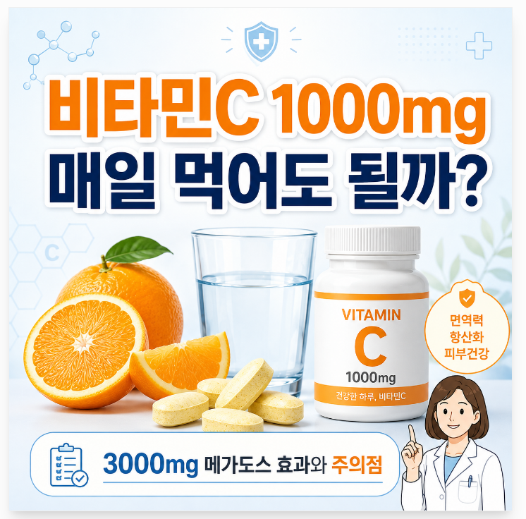 비타민C 1000mg 매일 먹어도 될까? 3000mg 메가도스는 효과가 있을까