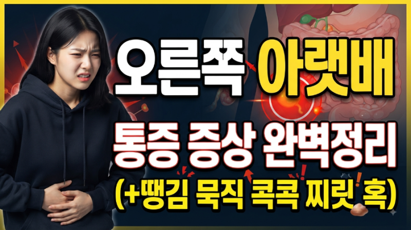 오른쪽 아랫배 통증 증상 완벽정리 (+땡김 묵직 콕콕 찌릿 혹)