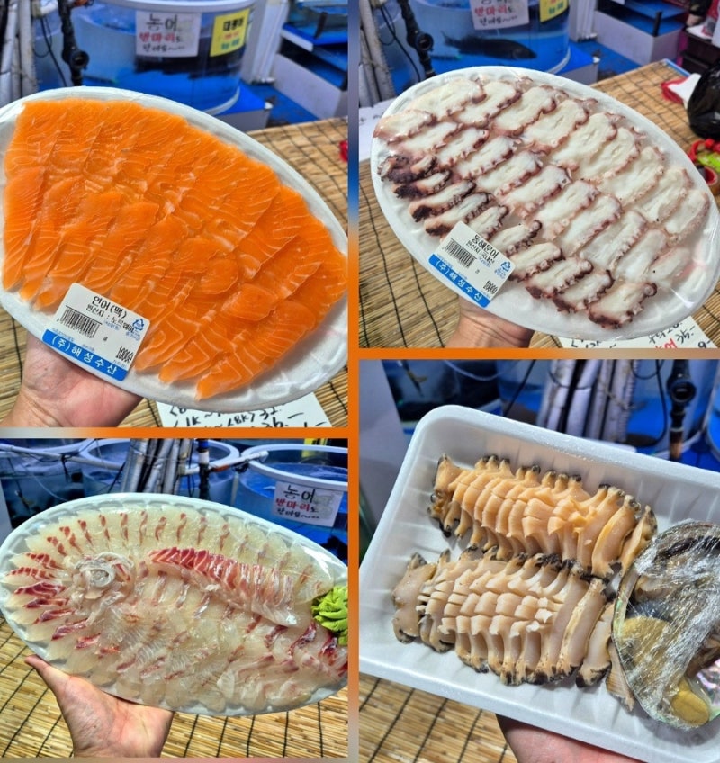 대구 매천수산시장 회포장 생새우 전복 연어 시세