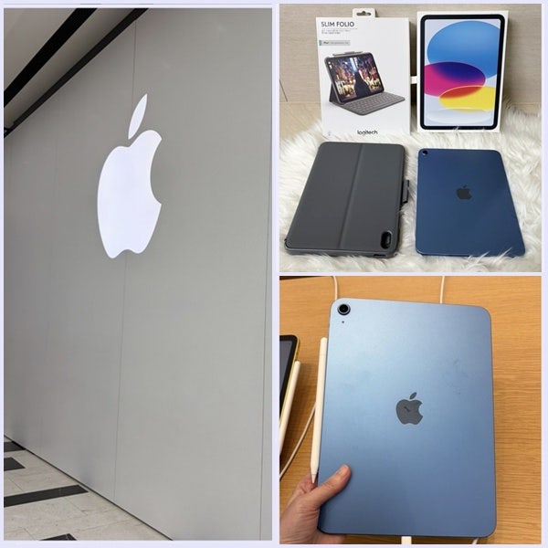 인상된 아이패드 A16 블루 128GB 및 로지텍 슬림 폴리오 키보드 케이스 구매 후기