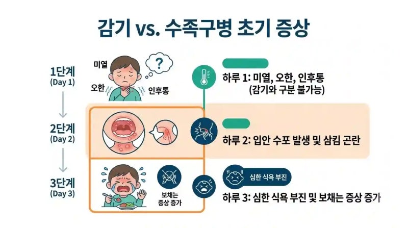 수족구 초기증상 감기와 헷갈릴 때? 2026년 최신 3가지 구별 신호 총정리