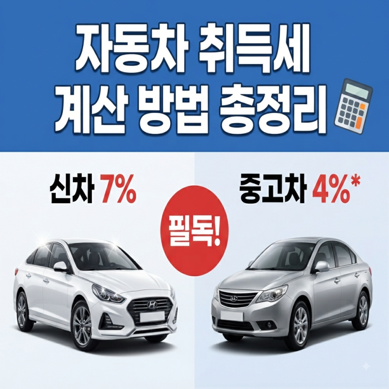 자동차 취득세 계산 방법｜신차·중고차 취득세율과 계산법 총정리