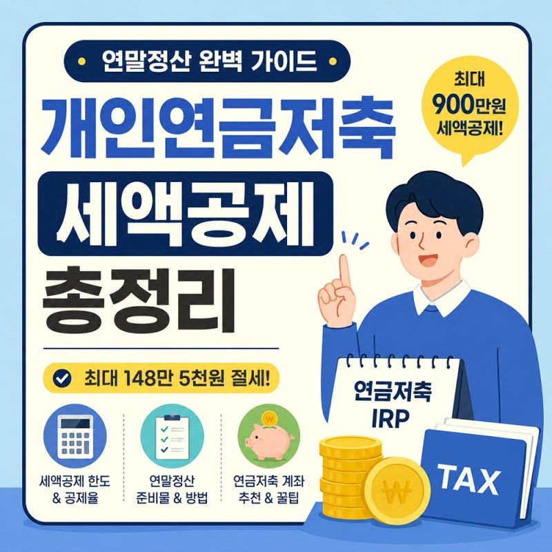개인연금저축 연말정산 세액공제 총정리｜연금저축 600만원·IRP 900만원 절세 방법