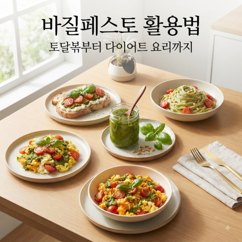 바질페스토 활용 5가지 ㅣ 만드는 법 보관법 바질효능 토달볶요리부터 다이어트 식단까지