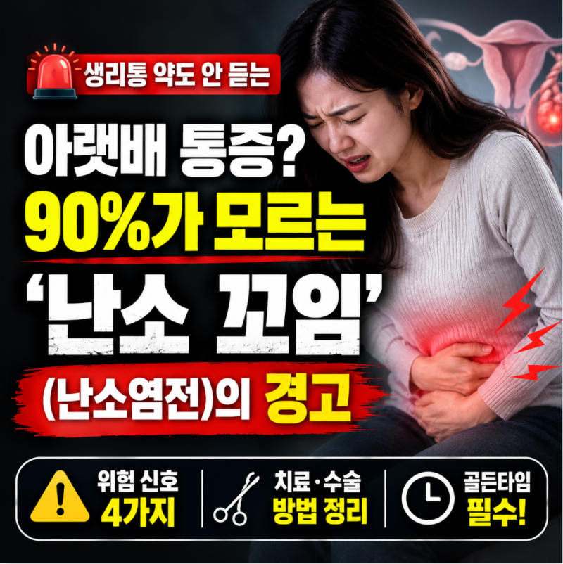생리통 약도 안 듣는 아랫배 통증? 90%가 모르는 '난소 꼬임(난소염전)'의 경고
