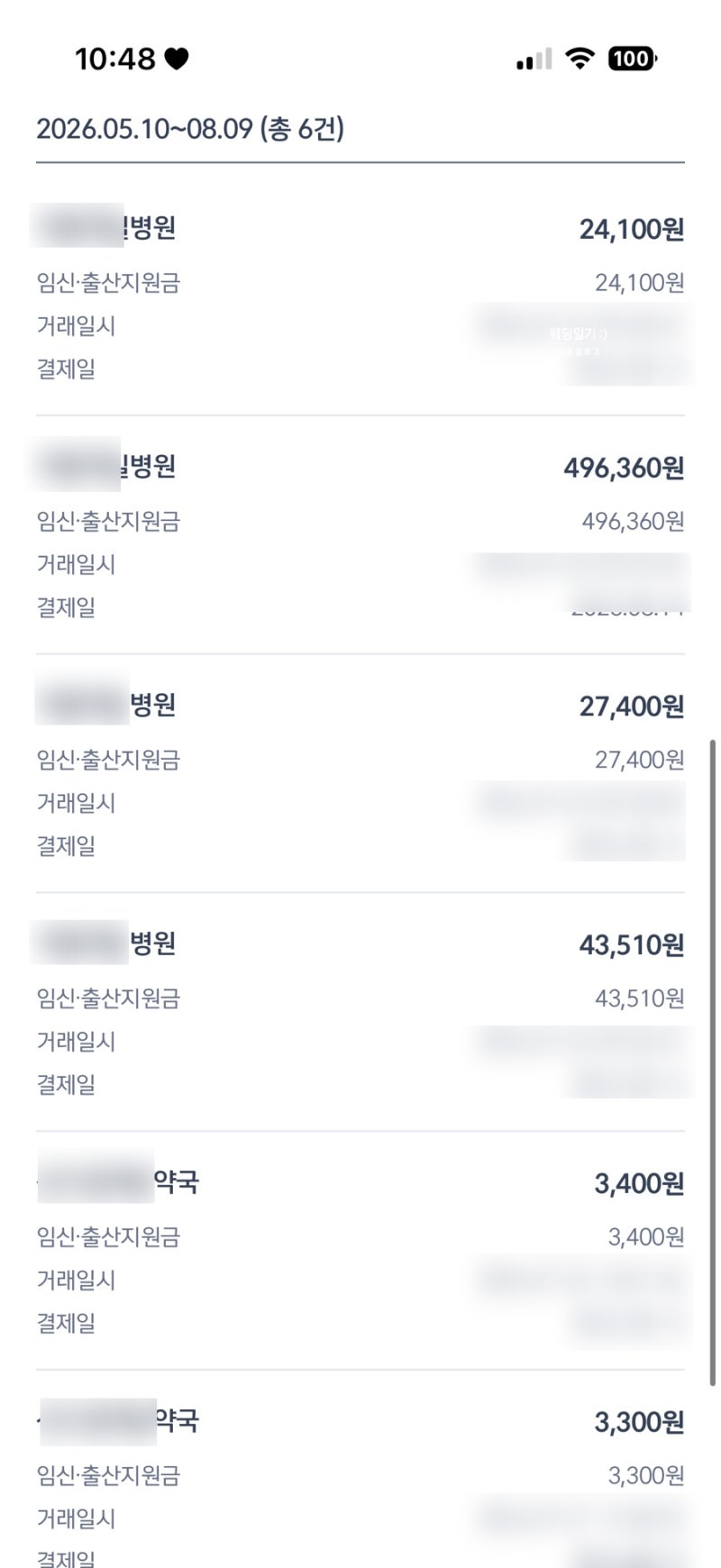 임신바우처 유산 후 발급 후기 사용 내역(소파술 국민행복카드)