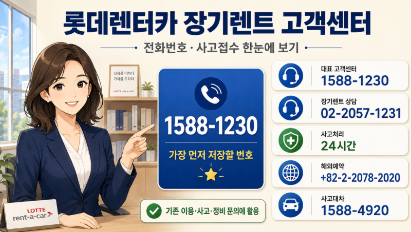 롯데렌터카 장기렌트 고객센터 전화번호 사고접수 상담원 연결 방법 총정리