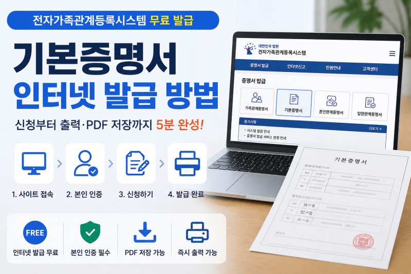 기본증명서 인터넷 발급 방법 총정리｜무료 발급·일반·상세·특정 차이·PDF 저장