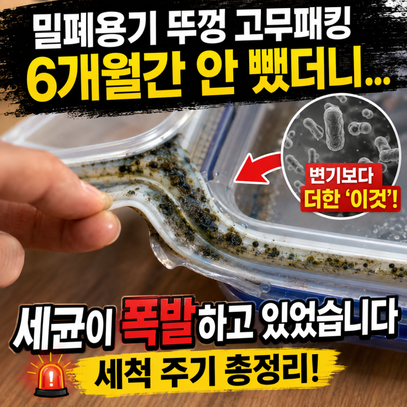 밀폐용기 뚜껑 고무패킹, 6개월간 안 뺐더니 ...? (세척 주기 총정리)