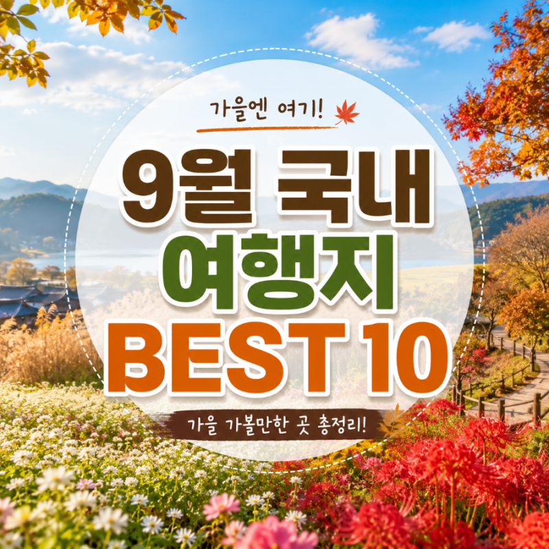 9월 국내 여행지 추천 BEST 10! 가을 가볼만한곳 총정리 (2026 최신)