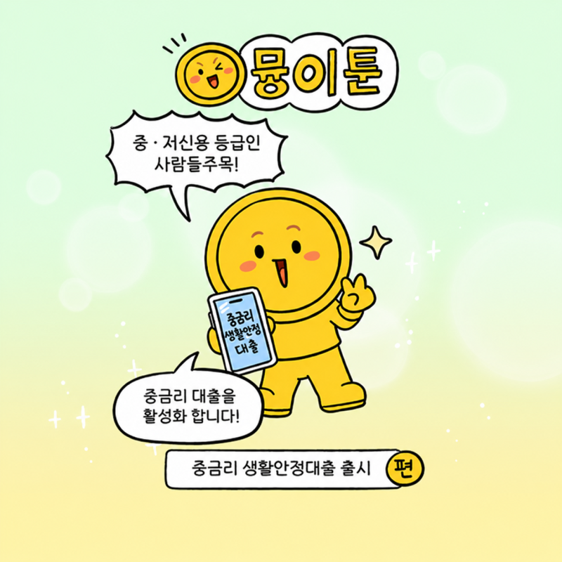 중·저신용 등급이라면 주목! 중금리 생활안정대출 출시! [뮹이툰 10화]