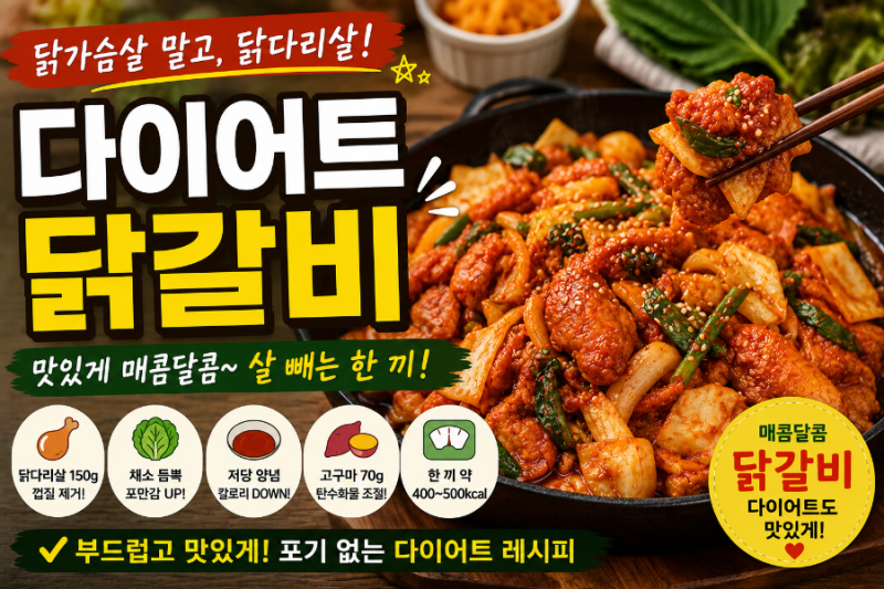 닭가슴살 대신 닭다리살! 맛있게 먹는 저칼로리 다이어트 닭갈비 레시피