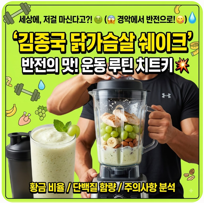 닭가슴살을 왜 마셔요? 김종국 쉐이크 따라 했다가 근성장 신세계 본 후기