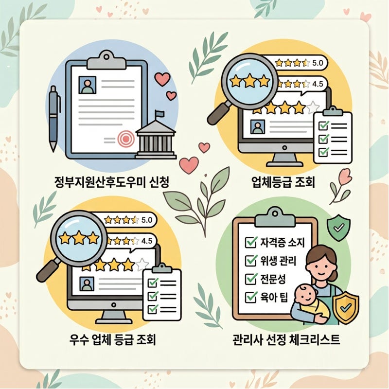 출산 준비ㅣ정부지원 산후도우미 신청ㅣ업체 등급 조회 ㅣ선정 체크리스트
