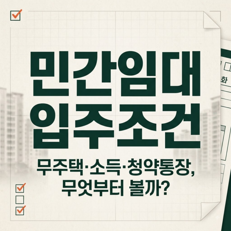 민간임대아파트 입주조건, 무주택·소득·청약통장 기준은?
