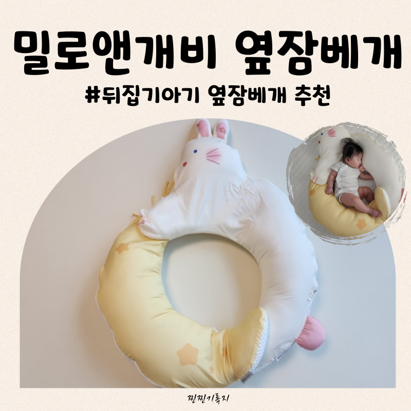 뒤집기 시작한 아기 옆잠베개 추천 밀로앤개비 동물옆잠베개 사용후기