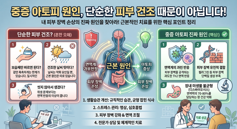 중증 아토피 원인, 단순한 피부 건조 때문이 아닙니다