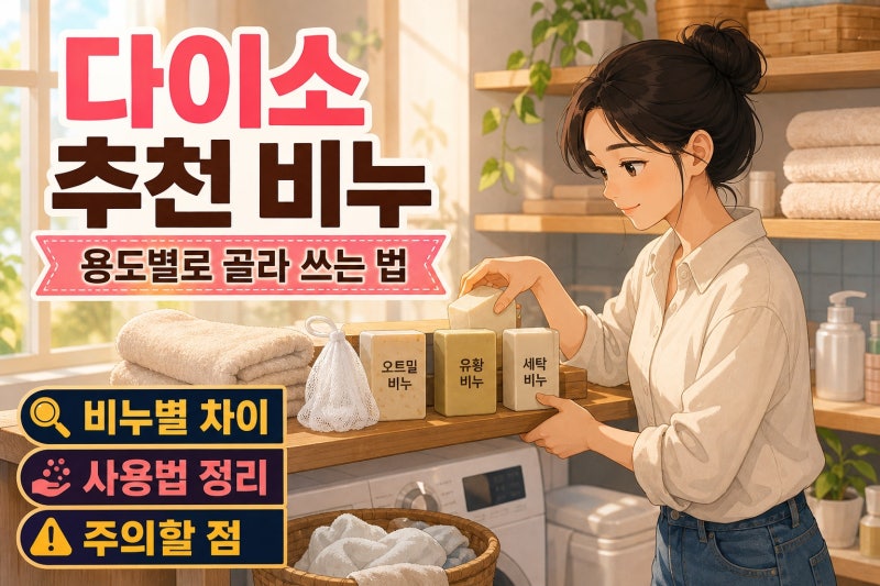 다이소 추천 비누 직접 사용 후기｜때비누·세탁비누·유황비누, 용도별 선택법과 주의사항
