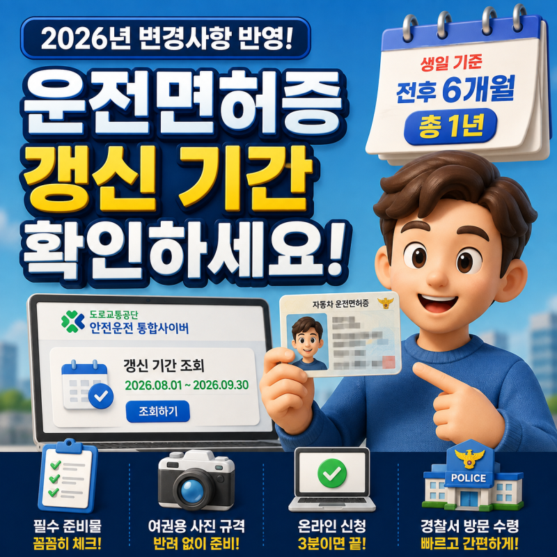 2026 운전면허증 갱신 기간·준비물부터 온라인 신청, 사진 규격, 경찰서 수령 방법까지