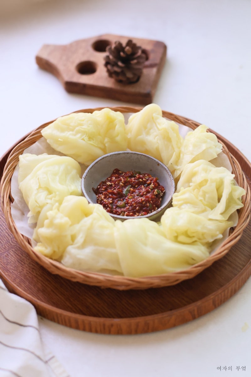냄비 양배추 찌는법 전자레인지 양배추쌈 양념장