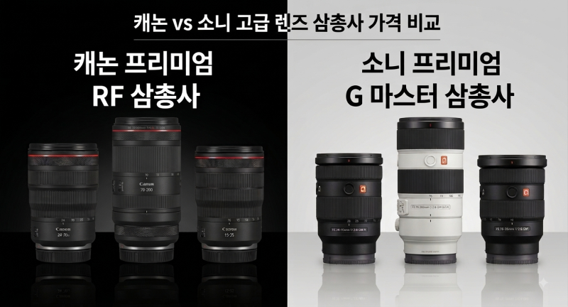 캐논 vs 소니 렌즈 가격 비교, 고급 단렌즈·줌렌즈 삼총사 승자는?