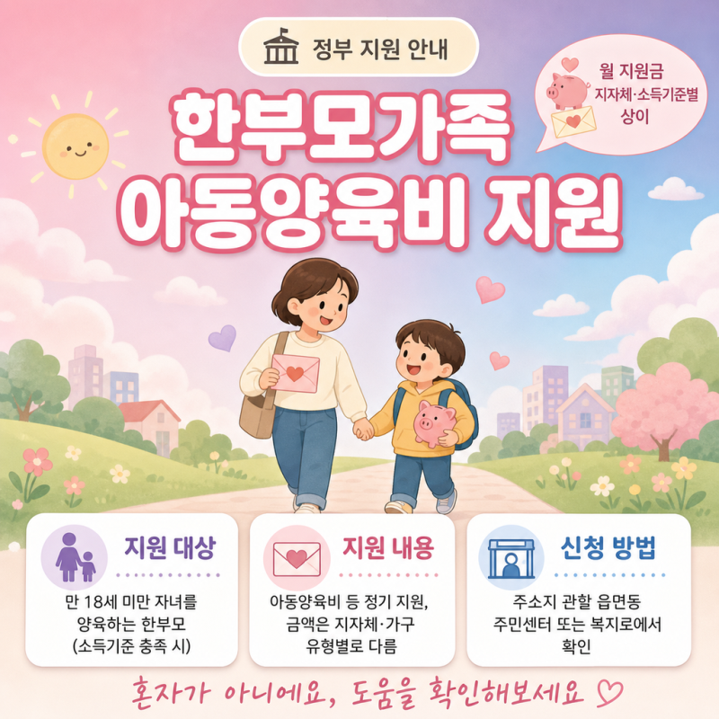 한부모가족 아동양육비 지원 완전정리: 자격부터 월 지급액, 신청 절차까지