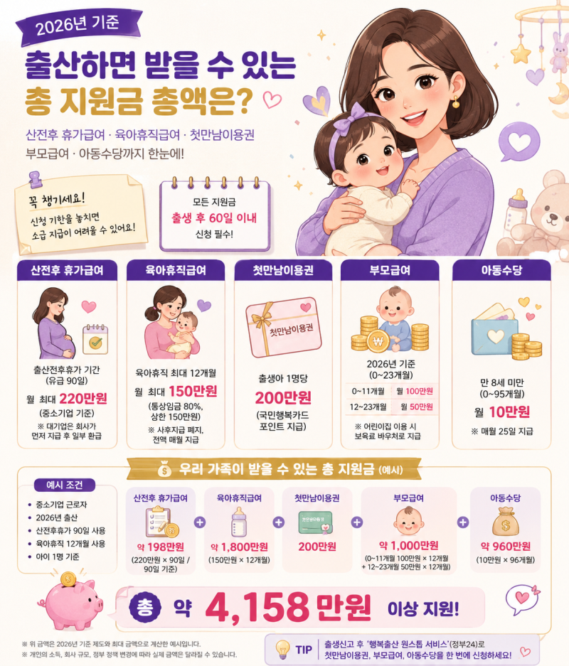 출산휴가급여·육아휴직급여·정부지원금 신청방법 총정리