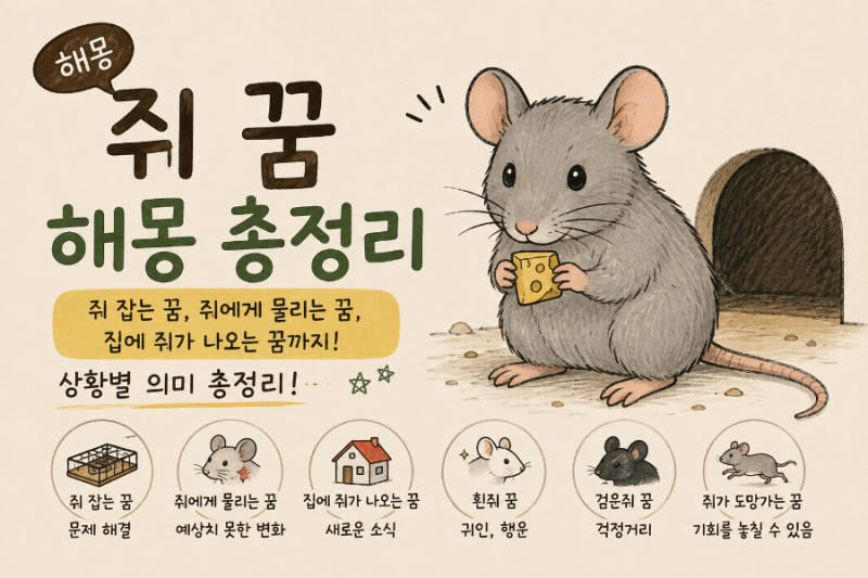 [해몽] 쥐 꿈 해몽 총정리｜쥐 잡는 꿈, 쥐에게 물리는 꿈, 집에 쥐가 나오는 꿈까지 상황별 ....