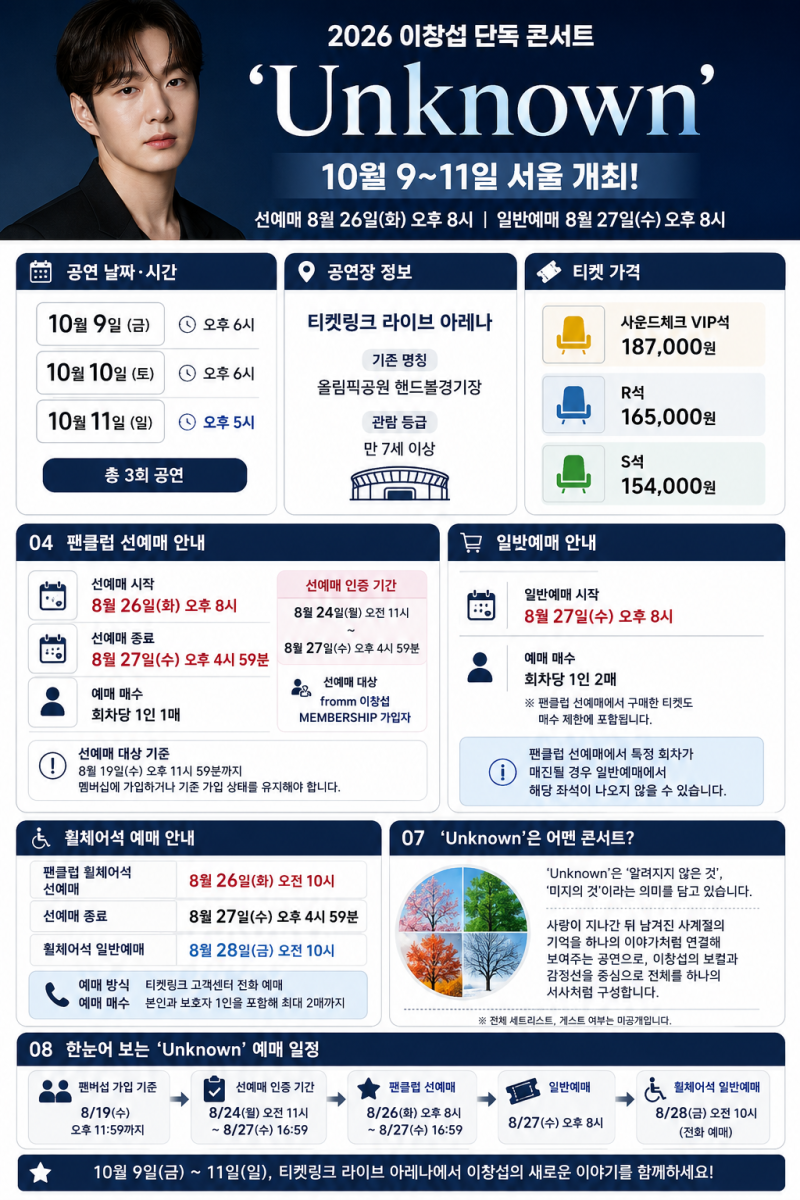 이창섭 콘서트 예매 언제? 10월 9~11일 ‘Unknown’…선예매 8월 26일·일반예매 27일