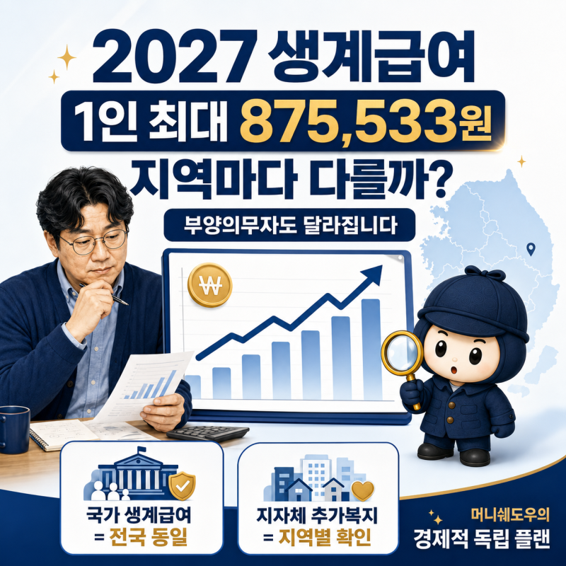 2027 생계급여 87만5천원, 지역마다 다를까? 부양의무자 기준까지 확인