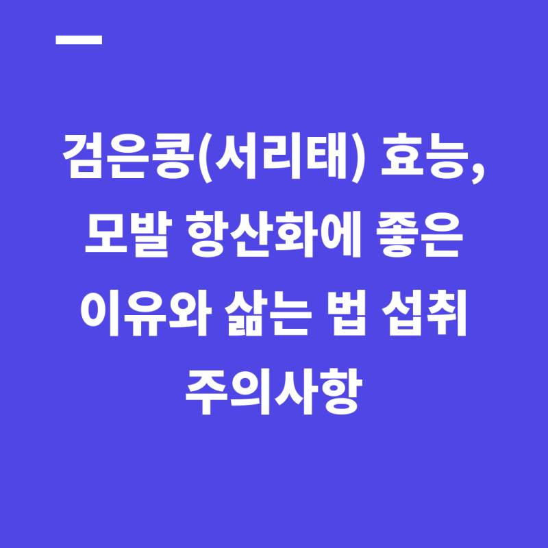 검은콩(서리태) 효능, 모발·항산화에 좋은 이유와 삶는 법·섭취 주의사항
