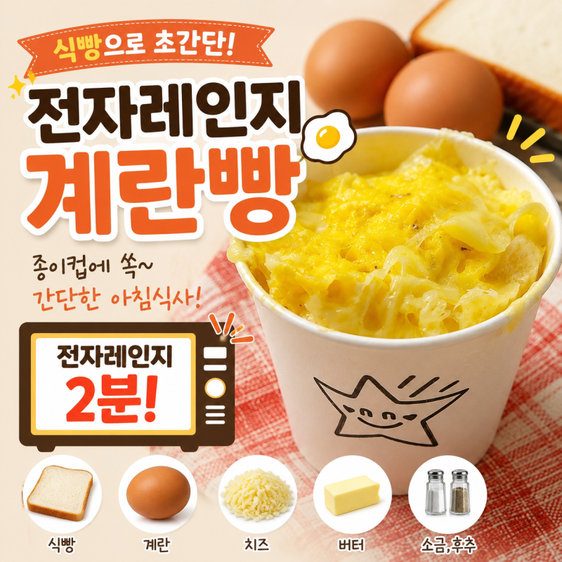 전자레인지 계란빵 만들기, 식빵과 종이컵으로 간단한 아침식사