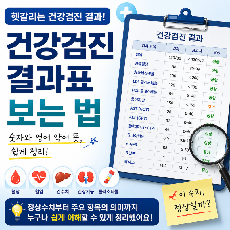 건강검진 결과표 보는 법｜정상수치부터 혈당·콜레스테롤·간수치까지 쉽게 정리