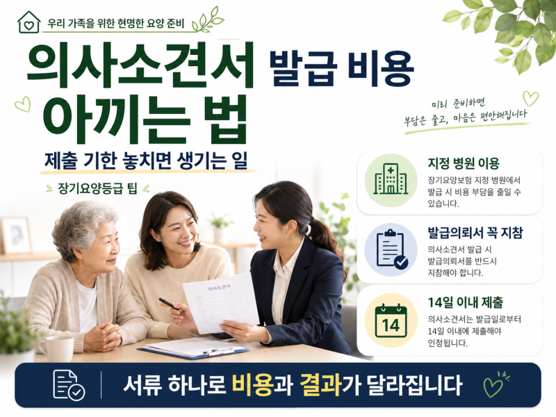 의사소견서 발급 비용 아끼는 법과 제출 기한 놓치면 생기는 일(장기요양등급 팁)