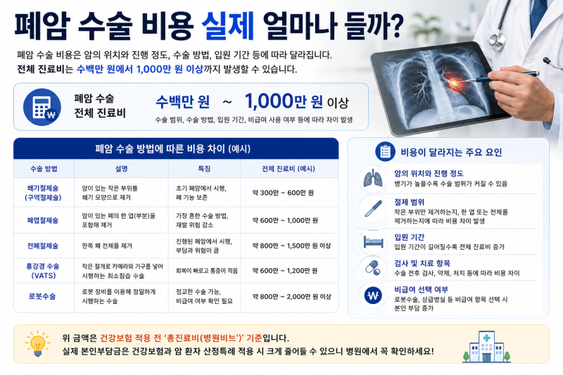 폐암 수술 비용 실제 부담금, 얼마나 나올까?