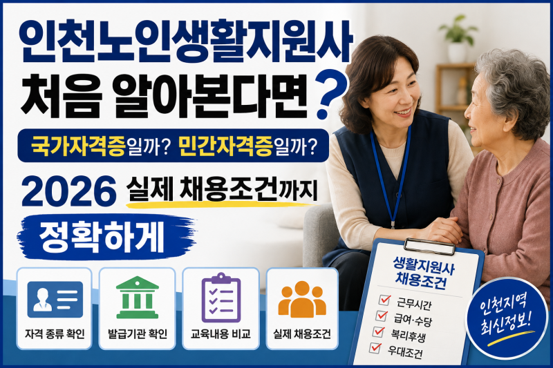 인천노인생활지원사 자격증 따면 취업될까? 2026 생활지원사 자격·하는 일·민간자격 차이 총....